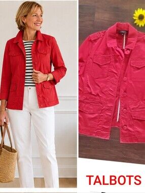 NEW TALBOTS RED POCKETS JACKET 💕